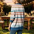 thumbnail image 4 of Women's Retro Print Denim Patchwork Open Cardigan Long Sleeve Button‑Front Jacket with Pockets, Fashion Vintage Style Fall Winter Top Orange-E, 4 of 5