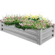 VEVORbrand Raised Metal Garden Bed, 48"x24"x10" Steel Garden Bed Square Planter Box, Light Gray Steel Raised Garden Bed Kit, Compost Garden Bed for Outdoor