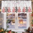 thumbnail image 5 of Pink Christmas Tree Valances for Windows, 54 x 18in, Winter Snow Snowflakes Plaid Abstract Rod Pocket Kitchen Valance Curtain Light Filtering Window Treatments for Living Room Bedroom, 1 Panel, 5 of 7