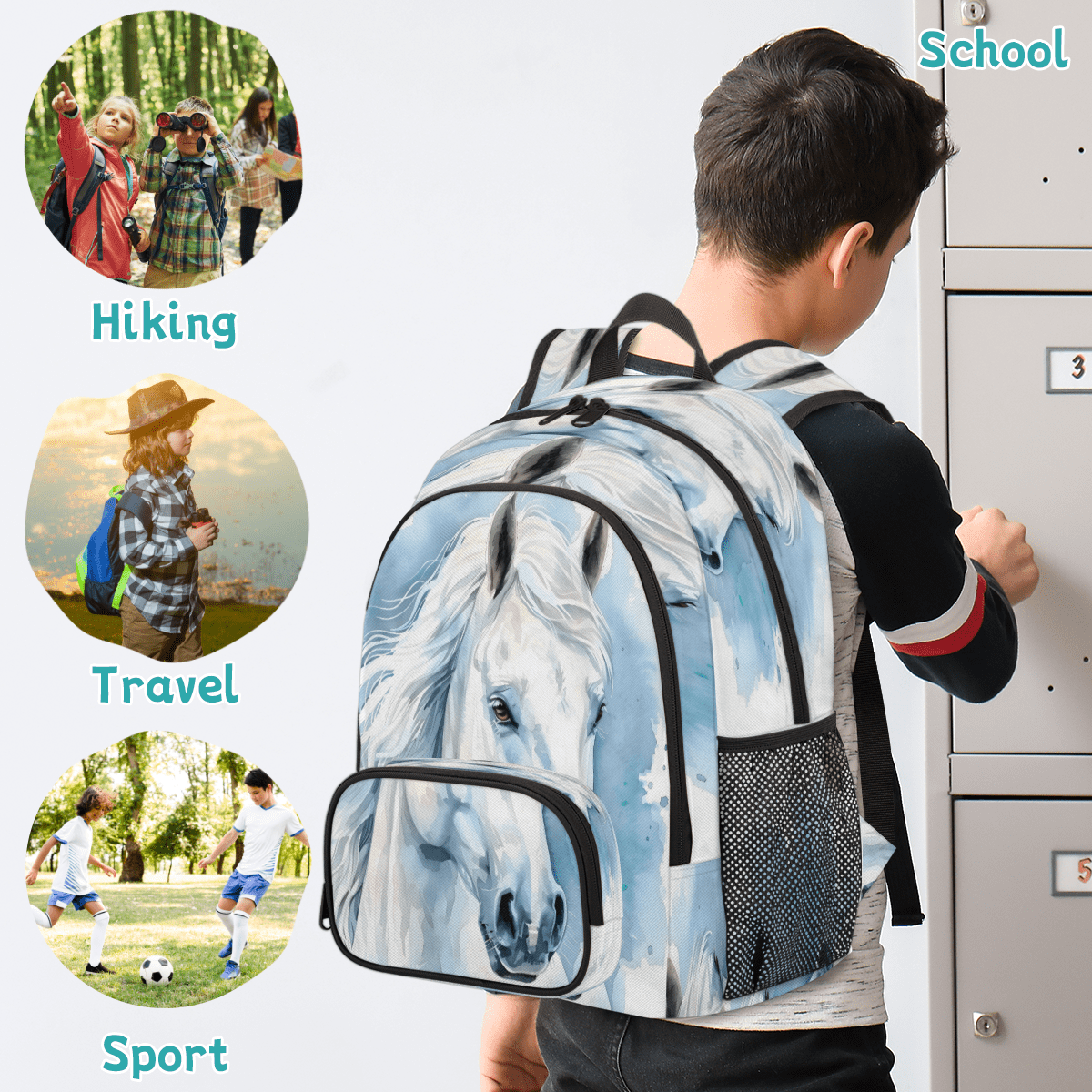 Herdesigns Horse Animal Laptop Backpack for Women Men, 18.3 Inch Large Computer Backpacks Fashion Teacher Nurse Bag Casual Daypack for Work Travel