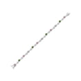 thumbnail image 2 of Gem Stone King 925 Sterling Silver Pink Lab Grown Diamond and Green TourmalineBracelet for Women (2.27 Cttw, Gemstone April Birthstone, Round 4MM, 6.5 inch), 2 of 6