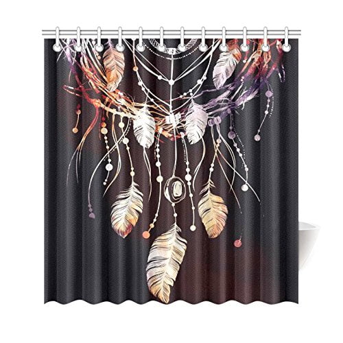 Gckg Dreamcatcher Feather Shower Curtain Branches Of Tree Polyester Gckg Dreamcatcher Feather Shower Curtain Branches Of Tree Polyester Fabric Bathroom Sets With Hooks 66x72 Inches