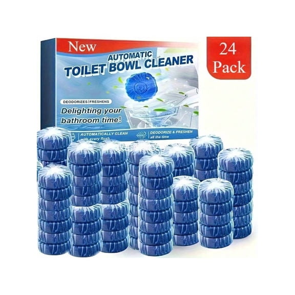 Active Toilet Bowl Cleaner Gel Tablets (24 Count) - Hard Water Stain Remover & Deodorizer, Powerful Automatic Toilet Cleaning Tablets