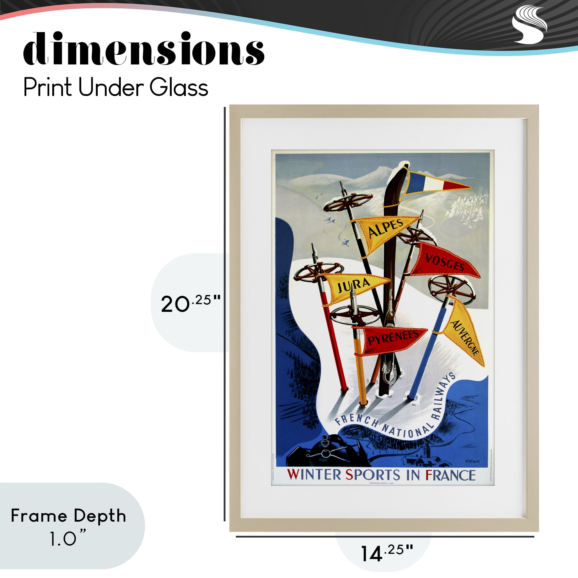Stupell Industries Winter Sports In France Birch Framed Print Under Glass, design by Vintage Posters