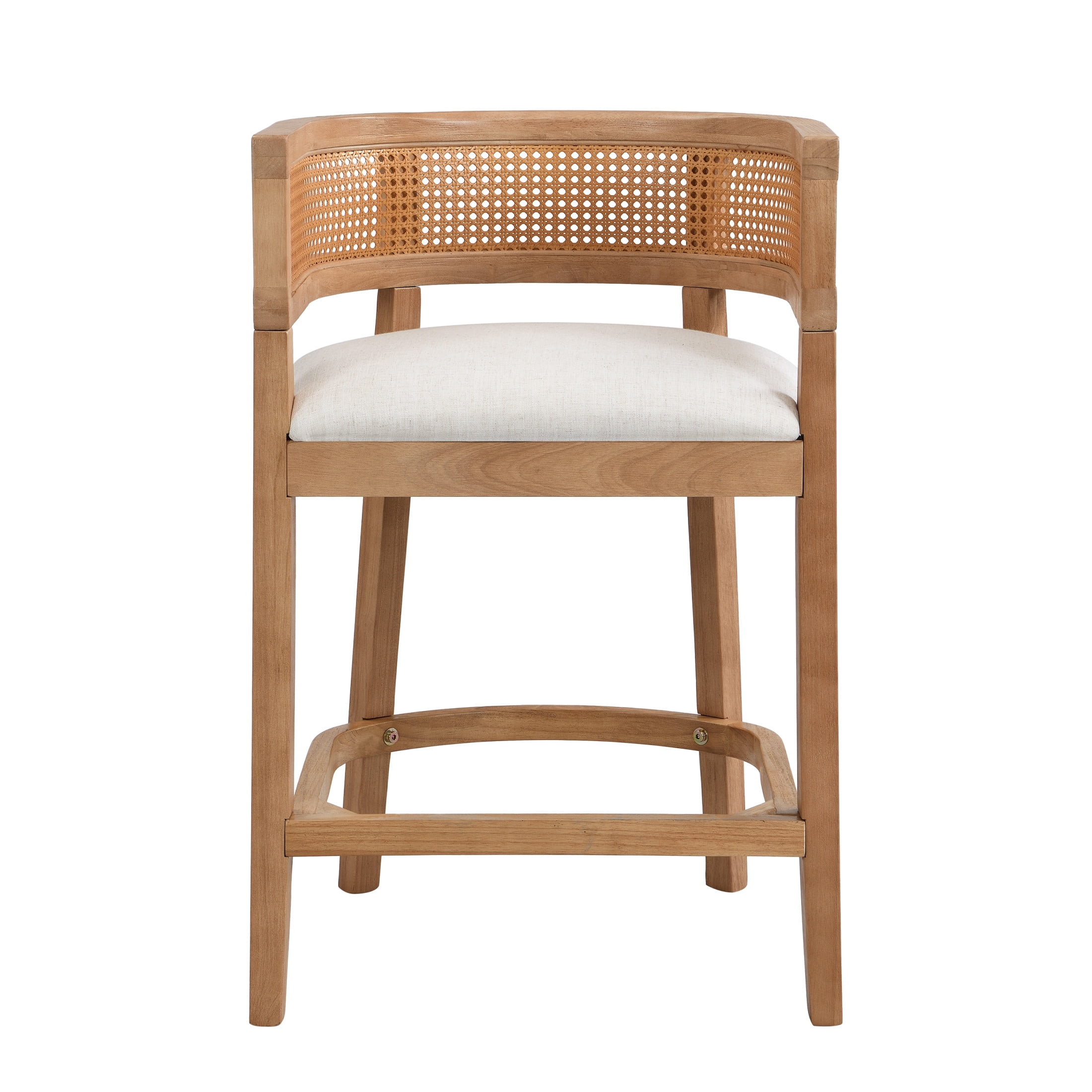 Christopher Knight Home 25.5" Upholstered Counter Stools, Wood Frame with Rattan Back, Natural, Set of 2
