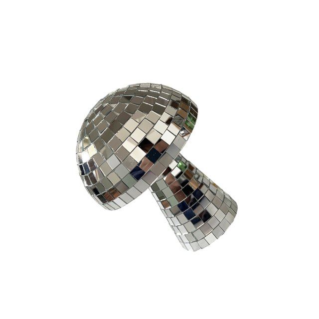 Naiovety de hongo con superficie de espejo Retro para oficina, bola de discoteca portátil para Club, decoración brillante para suelo y escritorio Decoración del hogar Plata S Naiovety HA084625-02