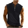 thumbnail image 2 of XUNKUSGA Tank Tops Men Fashion Sleeveless Slim Fit Henley Shirt Lightweight Workout Gym Men's Tank Tops Casual Basic Summer Beach Tops with Button S-3XL Black, 2 of 6