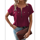 thumbnail image 2 of Blusa con Cremallera para Mujer, de Poliéster, con Botones y Corta, Ideal para el Tiempo Libre, Color Burdeos, Talla L, 2 of 6
