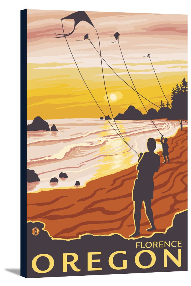 Beach & Kites Florence, Oregon LP Original Poster (12x18 Gallery