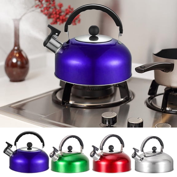 Rkxzt Mingyin Kettle Stainless Steel Whistling Stovetop Tea Kettle with Ergonomic Handle, 2.5 Quart Red Teapot for Gas and Induction Cooktops Kitchen