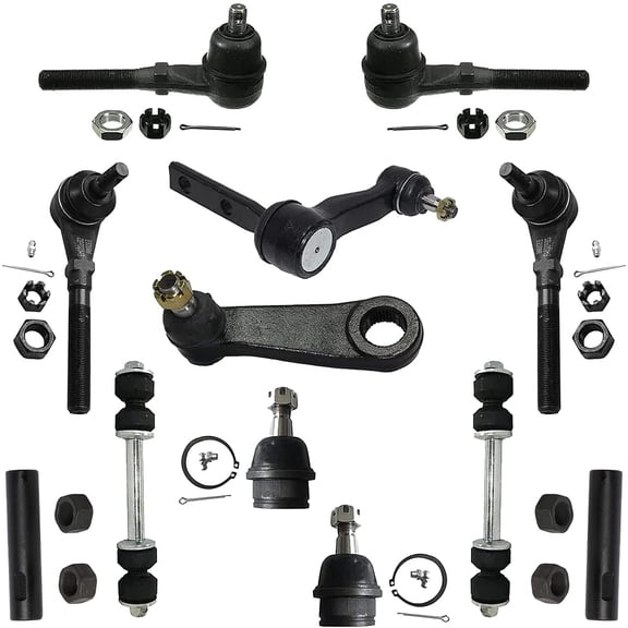Detroit Axle - 4WD Front 12pc Suspension Kit for Ford Expedition F-150 F-250 Lincoln Navigator, Tie Rods Sway Bars Lower Ball Joints Idler and Pitman Arms Adjusting Sleeves Replacement