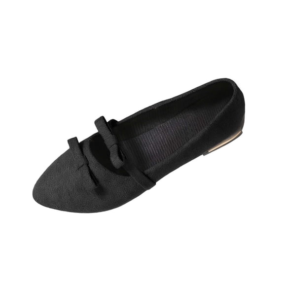 SuTry Women's Pointed Toe Flats Slip On Bow Detail Low Heel Soft Comfortable Lightweight Office School Daily Casual Walking Loafers(37)