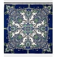 thumbnail image 3 of Serafina Home Istanbul Boho Shower Curtain for Bathroom: Blue Green White Fabric Floral Mandala Design New Without Packaging, 3 of 6