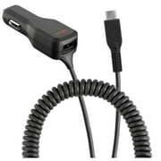 Ventev Car Charger USB-C 4A with Extra USB Black Car Chargers Car Chargers compatible with USB-CUSB port and attached cable charge two tablets, phones or other mobile devices at once
