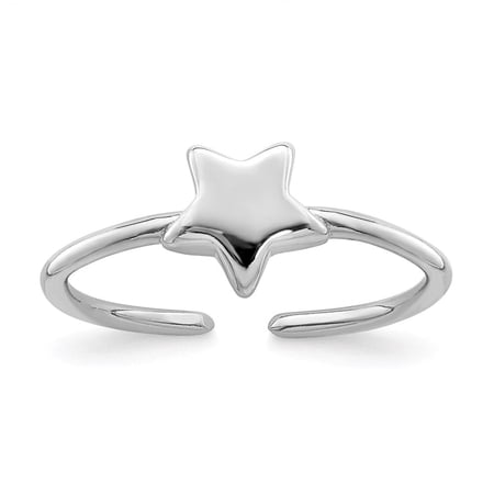 Diamond2Deal 925 Sterling Silver Rhodium Plated Polished Star Adjustable Toe Ring for Women