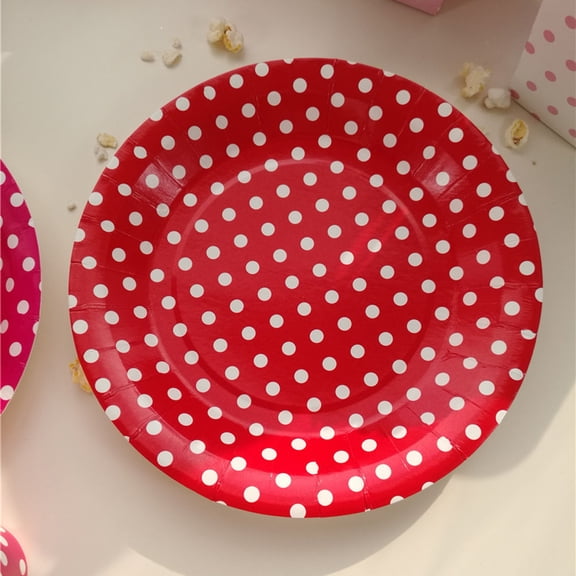 Amosfun 20Pcs Party Plates Red Disposable Paper Tableware for Celebrations
