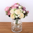 thumbnail image 6 of Flower Bouquet 5 Heads Artificial Rose Buds Wedding Decorative Plastic Silk Cloth Fake Flower, Rose Red, 6 of 8