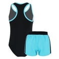 thumbnail image 4 of YUUMIN Girls 2 Pcs Tankini Swimsuits Sleeveless Racer Back Tank Leotard with Shorts Athletic Rash Guard Swimwear Blue 14, 4 of 5