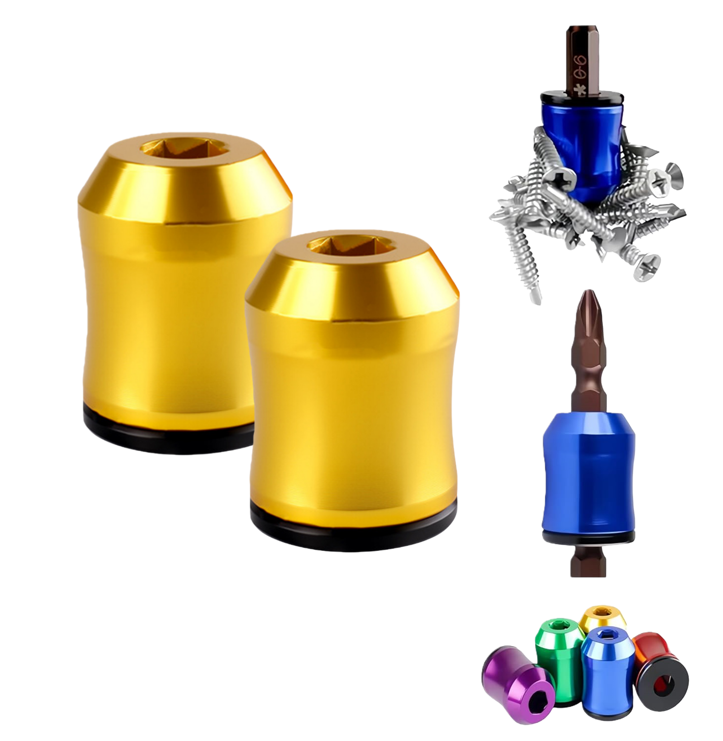 12-Piece 1/4" Hex Shank Screwdriver Bit Holder Keychain - Aluminum Alloy, 6 Colors, Portable Tool Organizer