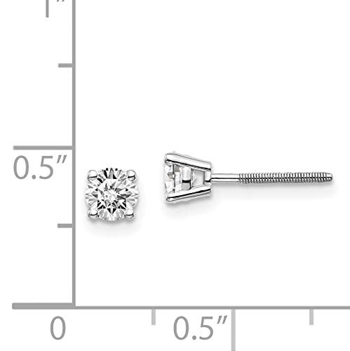 14K White Gold .60ct SI3 G-I Diamond Stud Thread On and Off Post Earrings
