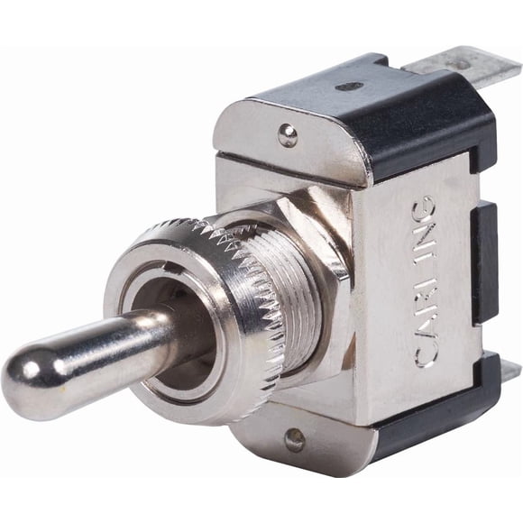 Blue Sea Interrupteur Multi-Usage 4153-BSS Toggle Switch; Action Mom On-Off-On; Simple Poteau Double Lancer; Non-Éclairé; Laiton Nickelé
