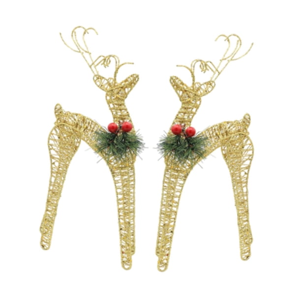 Figura de reno navideño BLESIY 2 piezas 5 x 2 x 13 pulgadas adorno de escritorio dorado
