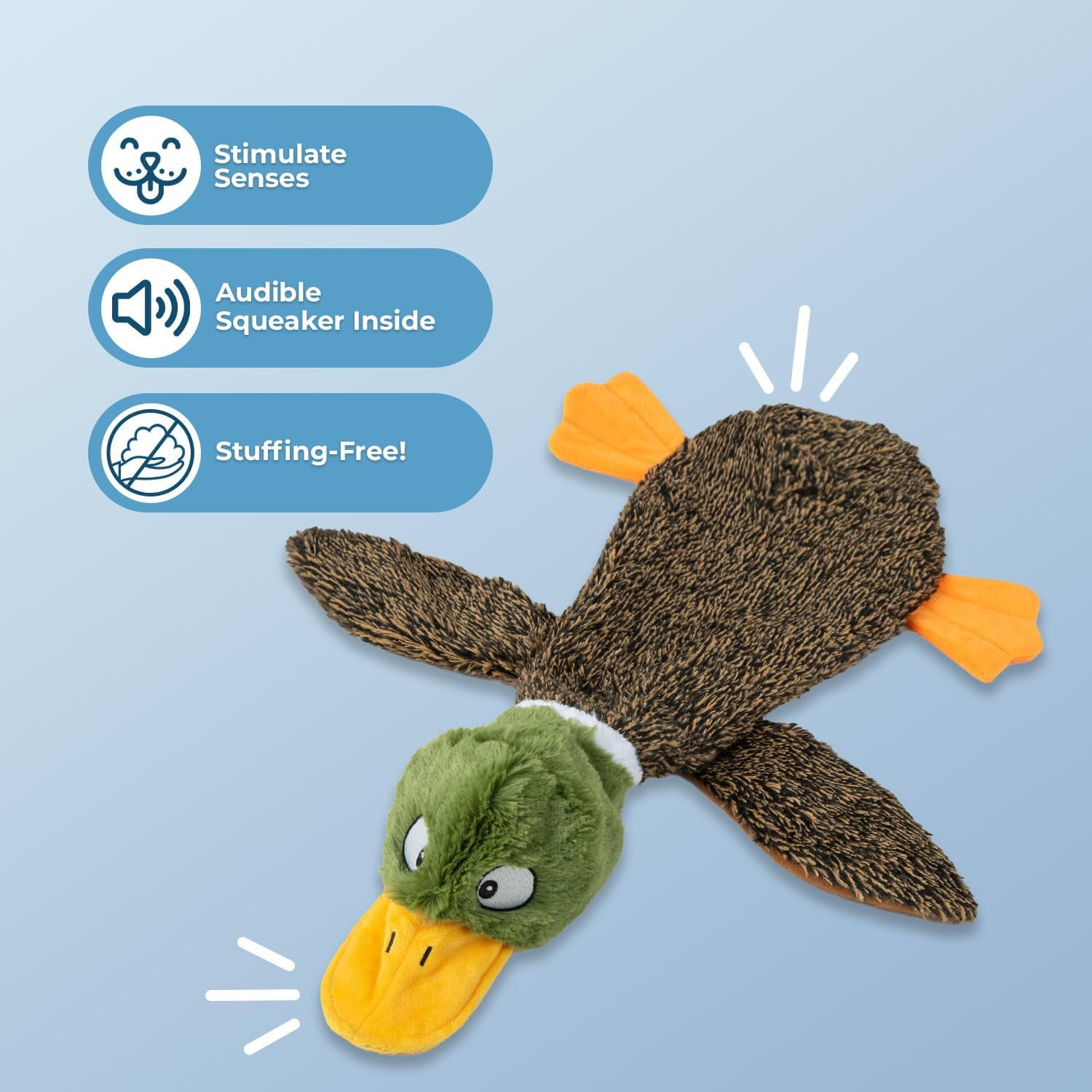 Best Pet Supplies 2-in-1 Fun Skin Stuffless Dog Squeaky Toy Pig & Wild Duck, Medium