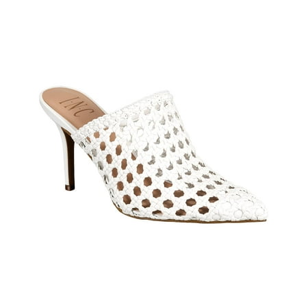 

INC Womens Celestia Faux Leather Pointed Toe Mules White 9 Medium (B M)