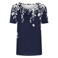 thumbnail image 3 of Tops de Manga Corta de Algodón para Mujeres Cuello Redondo Impreso Casual, Blusa de Moda para el Hogar Y el Uso Diario, 3 of 6