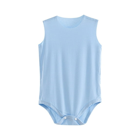 QNANSPI Baby Boys and Girls Romper, Toddler One Piece Jumpsuit, Unisex Baby Sleeveless Romper Solid Color Round Neck Bodysuit for 0-48 Months Summer Breathable Wear
