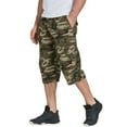 thumbnail image 2 of FEDTOSING Men's 3/4 Long Capri Shorts Casual Elastic Waist Cotton Relaxed Fit Cargo Shorts Black, 2 of 5
