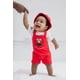 thumbnail image 2 of Conjunto de atuendo: mono corto con diseño de Elmo de Sesame Street, camiseta y sombrero 2T, 2 of 6