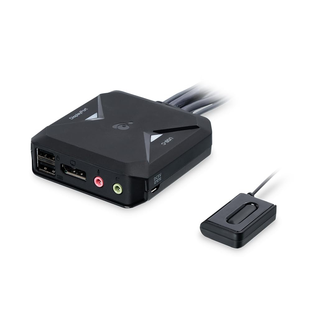 IOGEAR 2-Port 4K Hybrid KVM Switch with DisplayPort, USB-C and Audio - GCS82DPC