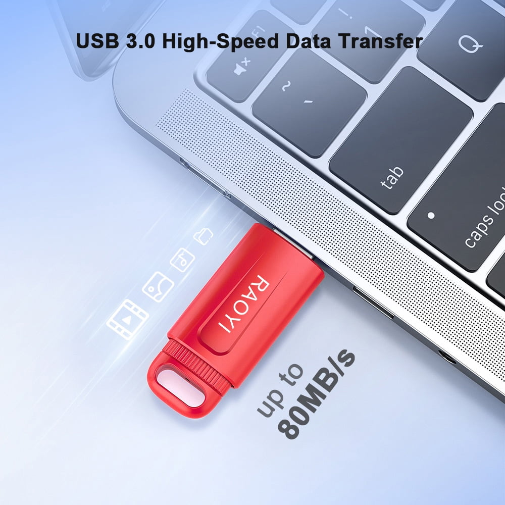USB Flash Drive 32G 3 Pack, RAOYI Thumb Drive Retractable USB 2.0 Memory Stick Jump Drives 3 Colors