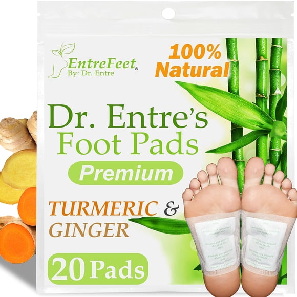 Foot Pads Dr. Entre's, paquete de 20 parches orgánicos de cúrcuma y jengibre