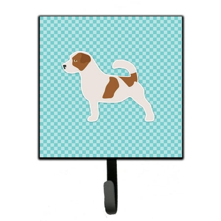 

Carolines Treasures BB3707SH4 Jack Russell Terrier Checkerboard Blue Leash or Key Holder 7Hx4.25W multicolor
