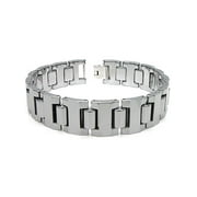 Titanium Kay Tungsten Carbide 16MM Men's High Polish Finish Chrome Color Link Bracelet Sz 8.5"