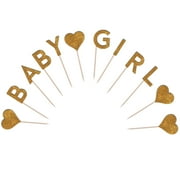 Baby Girl Cupcake Toppers Glitter Cardstock Set of 12 pcs