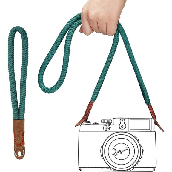 Camera Strap 37" Long Rope Camera Strap with Camera Wrist Strap Nylon Rope Camera Neck Shoulder Strap for Micro Single and DSLR Camera Dark Green DIY Making