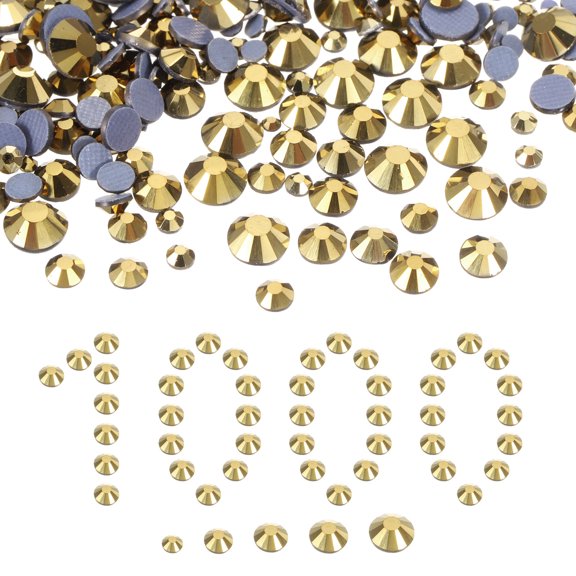1450 Pcs Hotfix Rhinestones Crystal Glass Gems(SS6-SS30 Set,Light Gold)