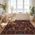 thumbnail image 3 of Design&I 4'x6' Washable Area Rug Pet Friendly & Non-Slip Built-In Grip Forest Southwestern Border Motif Wilderness Cabin Wildlife Frame Playful for Reading Nook, Bedroom, 3 of 7