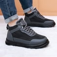 thumbnail image 4 of Snow Boots for Men Trendy Splice Leather Warm Furry Lined Thick Soft Sole Lace up Winter Flat Walking Shoes Cold Weather Outdoor Sneakers Gray Size 9.5, 4 of 7