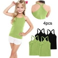 thumbnail image 2 of ZACPNCV 4 Pieces Girls Dance Tank Tops Racerback Camisole Undershirts Spaghetti Strap Camis Dance Clothes Tank Tops for Girls Black 10-11 Years, 2 of 7