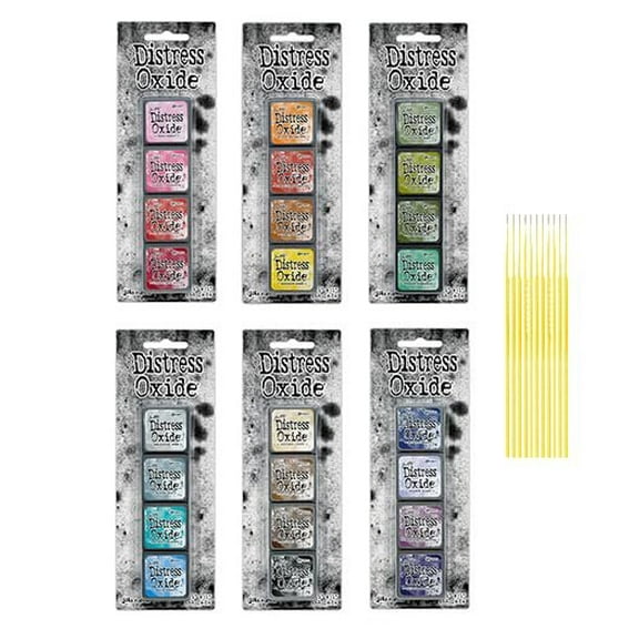 Mini Distress Oxide Pad Bundle - Ranger Tim Holtz Mini Distress Oxide Pad Sets #1, #2, #3, #4, #5, #6 with Trebbies Detail Sticks