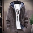 thumbnail image 1 of Men‘s Hooded Cardigan Knitted Sweater Winter Thick Fleece Warm Casual Knitwear Coat Solid Color Cardigan Men Hooded Sweaters, 1 of 5