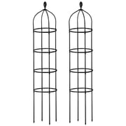 Garden Obelisk Trellis for Climbing Plants 6FT Rustproof PE Coated Iron Potted Plant Climbing Support, Thickened Tube Plant Tower Trellis for Clematis Vine Support Outdoor Indoor (2Pcs Set)
