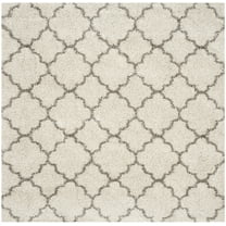 SAFAVIEH Hudson Jaye Geometric Shag Area Rug, Ivory/Grey, 7' x 7' Square