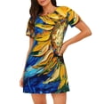 thumbnail image 1 of Fotbe vintage Starry Sunflower Bata de Dormir para Mujer con Estampado, Camisón de Algodón de Manga Corta, Ropa de Dormir Casual, 1 of 6