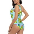 thumbnail image 5 of Yiaed Cartoon Avocado Print Women One Piece Swimsuits Tummy Control One Shoulder Bathing Suits Pattern Ruffle Swimwear-Large, 5 of 8