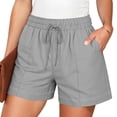 thumbnail image 2 of HOMBOM Khaki Shorts for Women Relaxed Fit with Pockets Breathable Solid Color Drawstring High Waisted Ladies Shorts Summer, 2 of 7